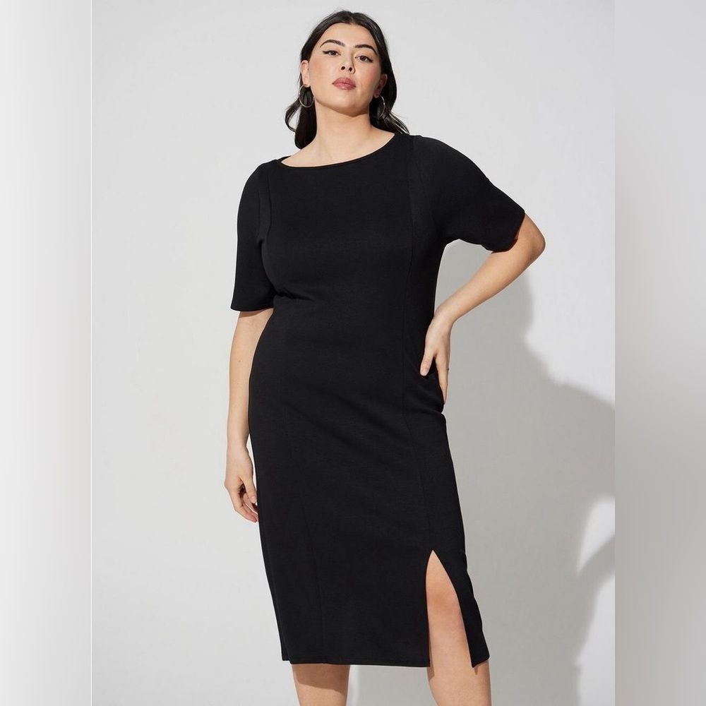 Torrid Black Midi Dress with Side Slit Size 2